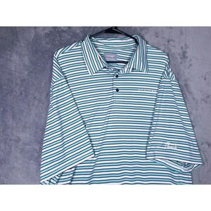 Oobe Mens 2XL Striped Performance Polo Shirt Teal White Chick-fil-A Lifeshape
